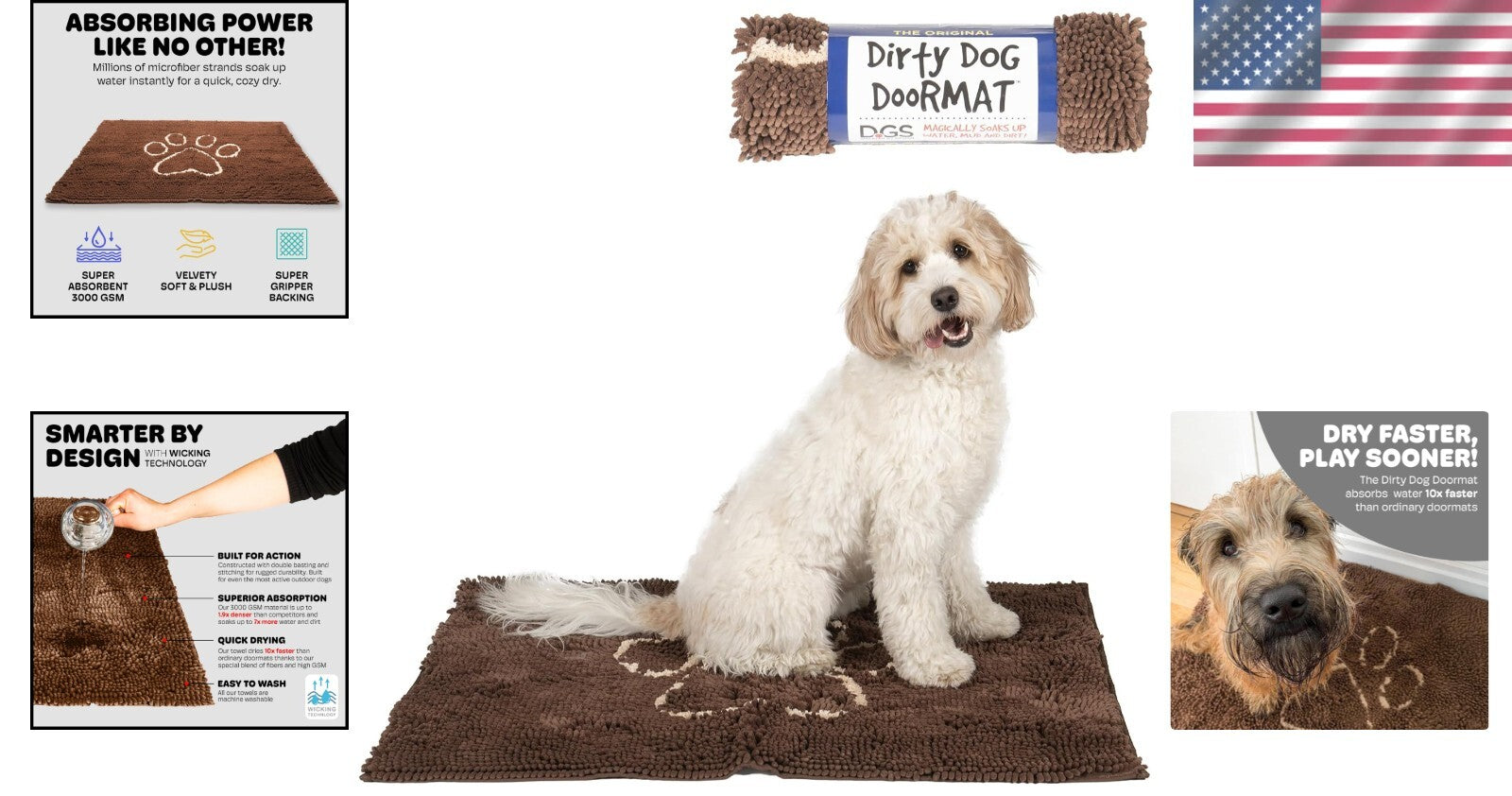 Versatile Super Absorbent Dog Rug - Plush Microfiber Doormat - Almond 35" x 26"