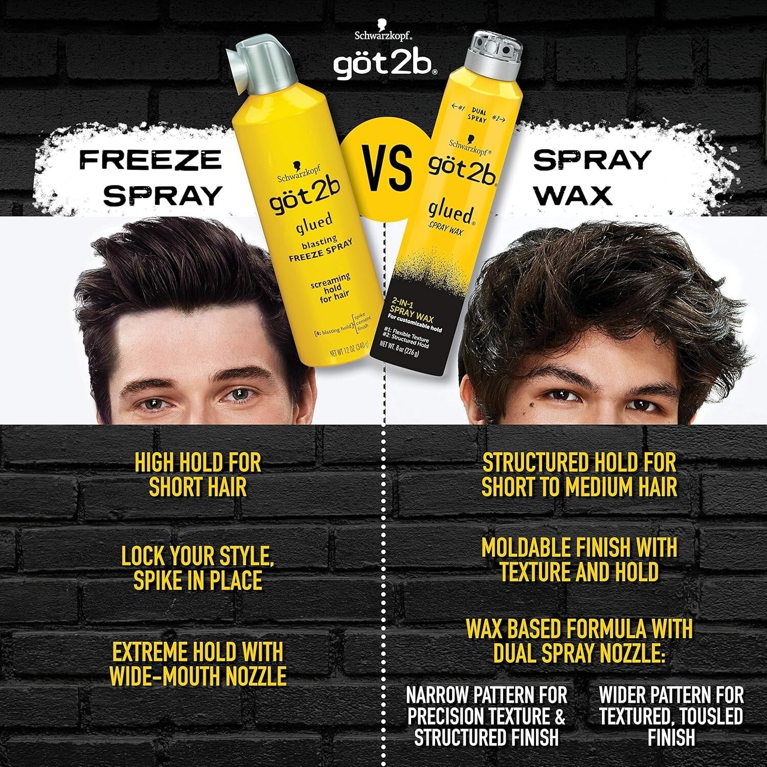 12 oz Glued Blasting Freeze Hairspray Set - Firm Hold, Perfect for Spikes