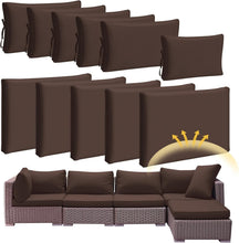 Load image into Gallery viewer, Brown Waterproof Patio Cushion Covers Set - 11 Pcs for Wicker Furniture