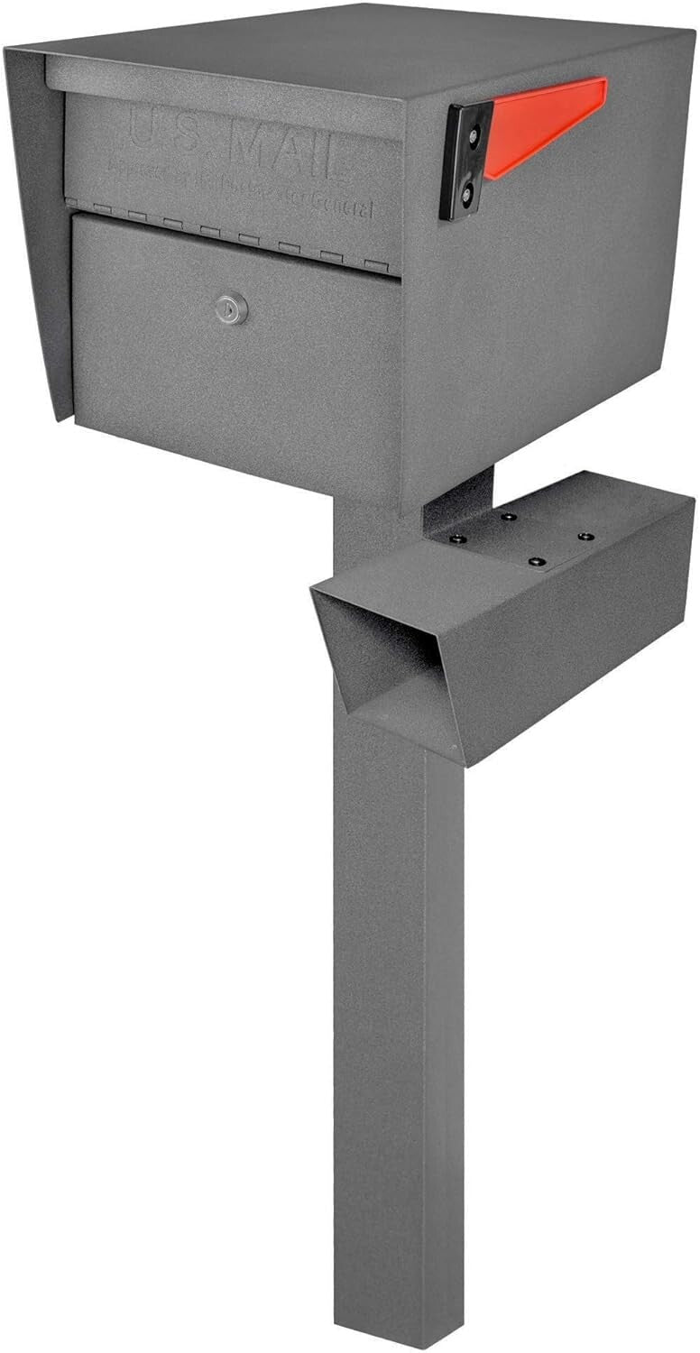 Granite 43" In-Ground Steel Mailbox Post with Installation Hardware Included
