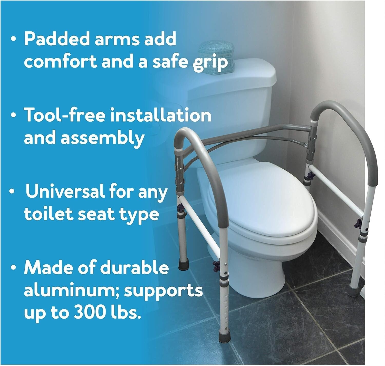 Adjustable Toilet Safety Rails and Handles for Seniors - Easy Setup & Sturdy