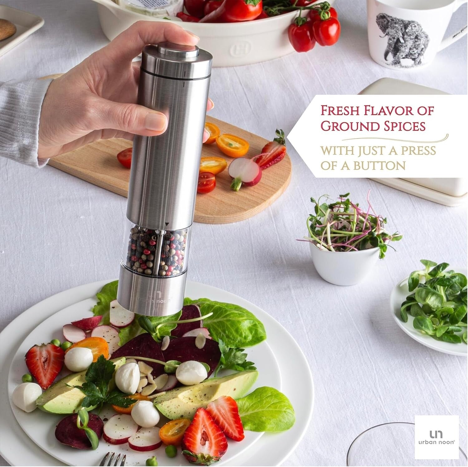 Chic Salt and Pepper Grinder Set with LED & Ceramic Core - Perfect Kitchen Gift!