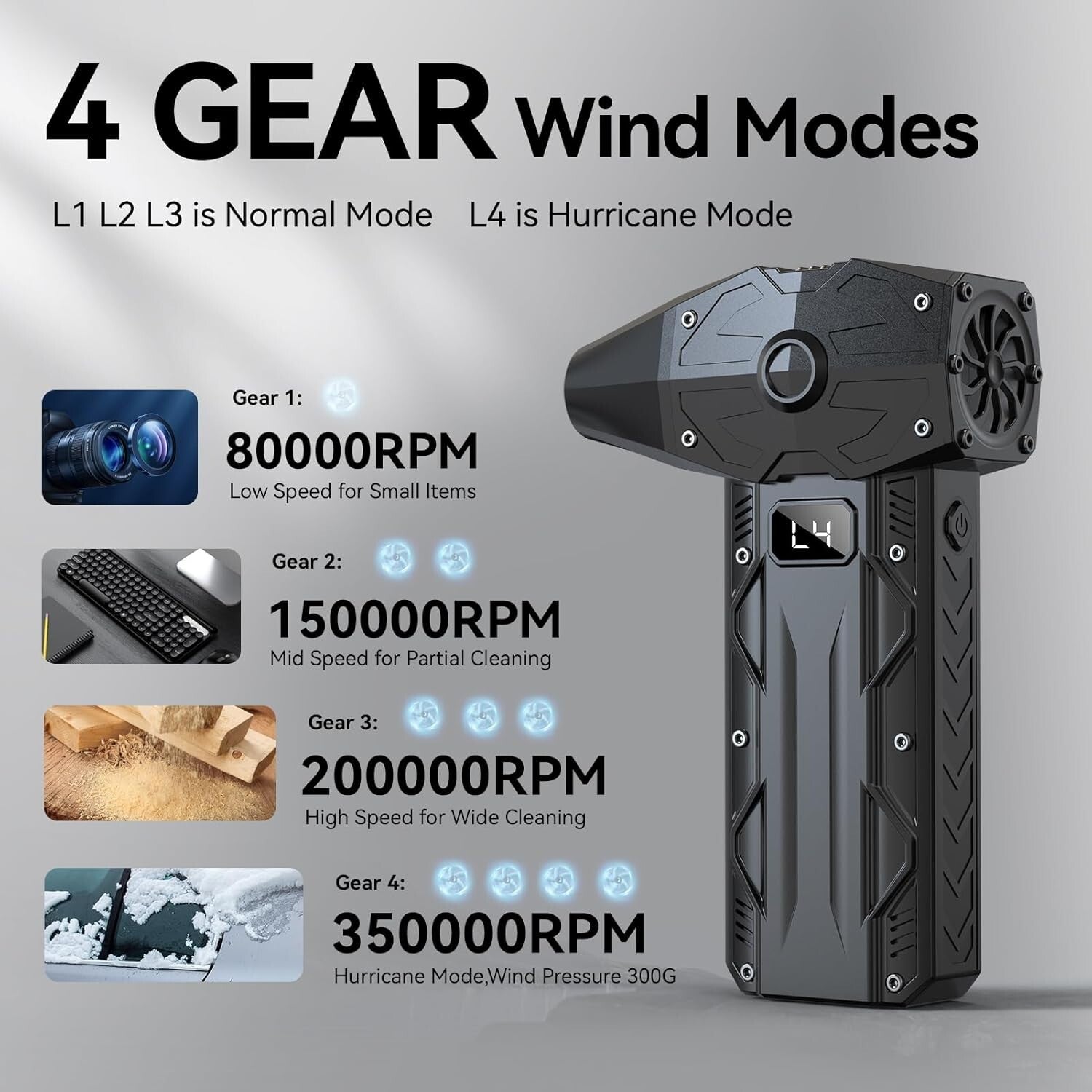 Compact 350,000RPM Air Duster - Rechargeable Jet Blower for Electronics Cleaning