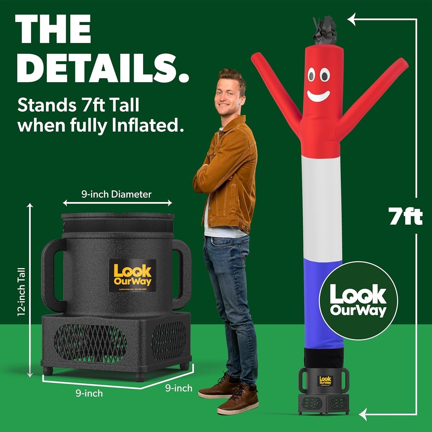 Red/White/Blue Inflatable Tube Guy - 7ft Air Dancer for 4th Of July Celebrations