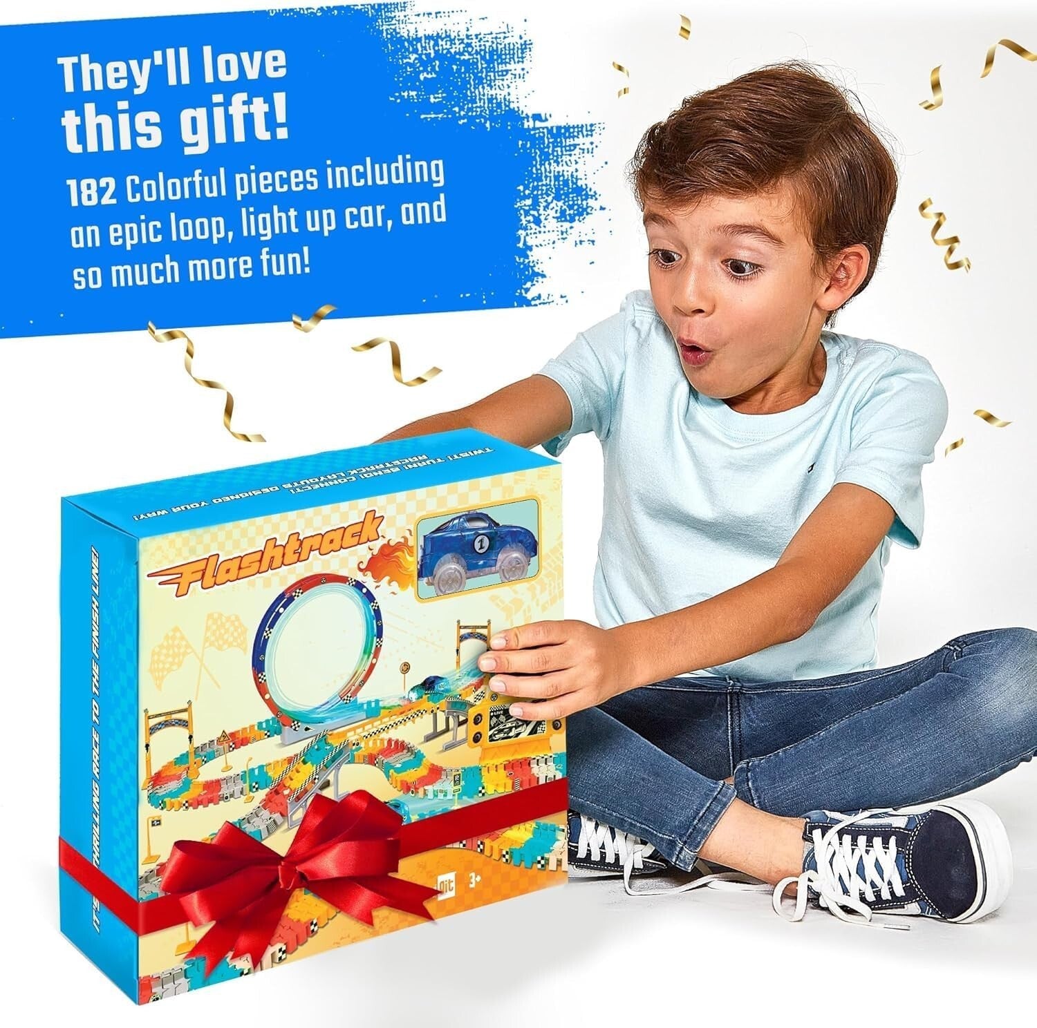 Exciting 85ft Light-Up Race Track Set for Boys and Girls - Safe Fun for Toddlers