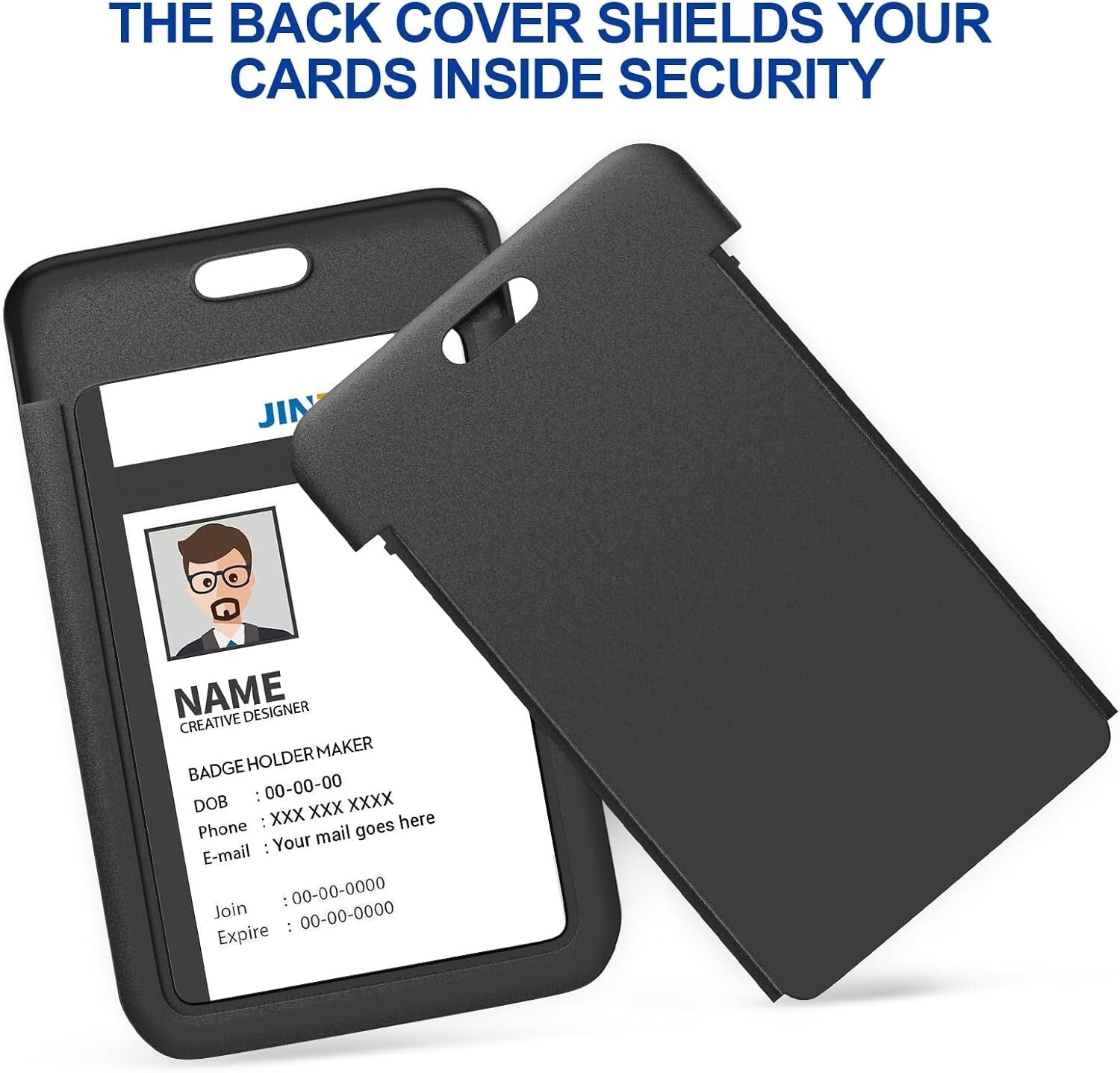 Durable Black ID Badge Holders, 50 Pack - Perfect for Events & Conferences