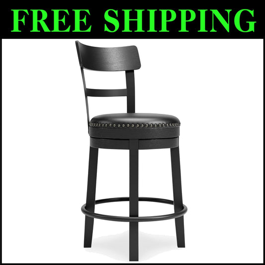 Rustic-Inspired 360° Swivel Barstool - 43.25" Height with Nailhead Trim