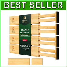 Load image into Gallery viewer, Expandable Drawer Organization Set in Bamboo - Adjustable Dividers for Max Space