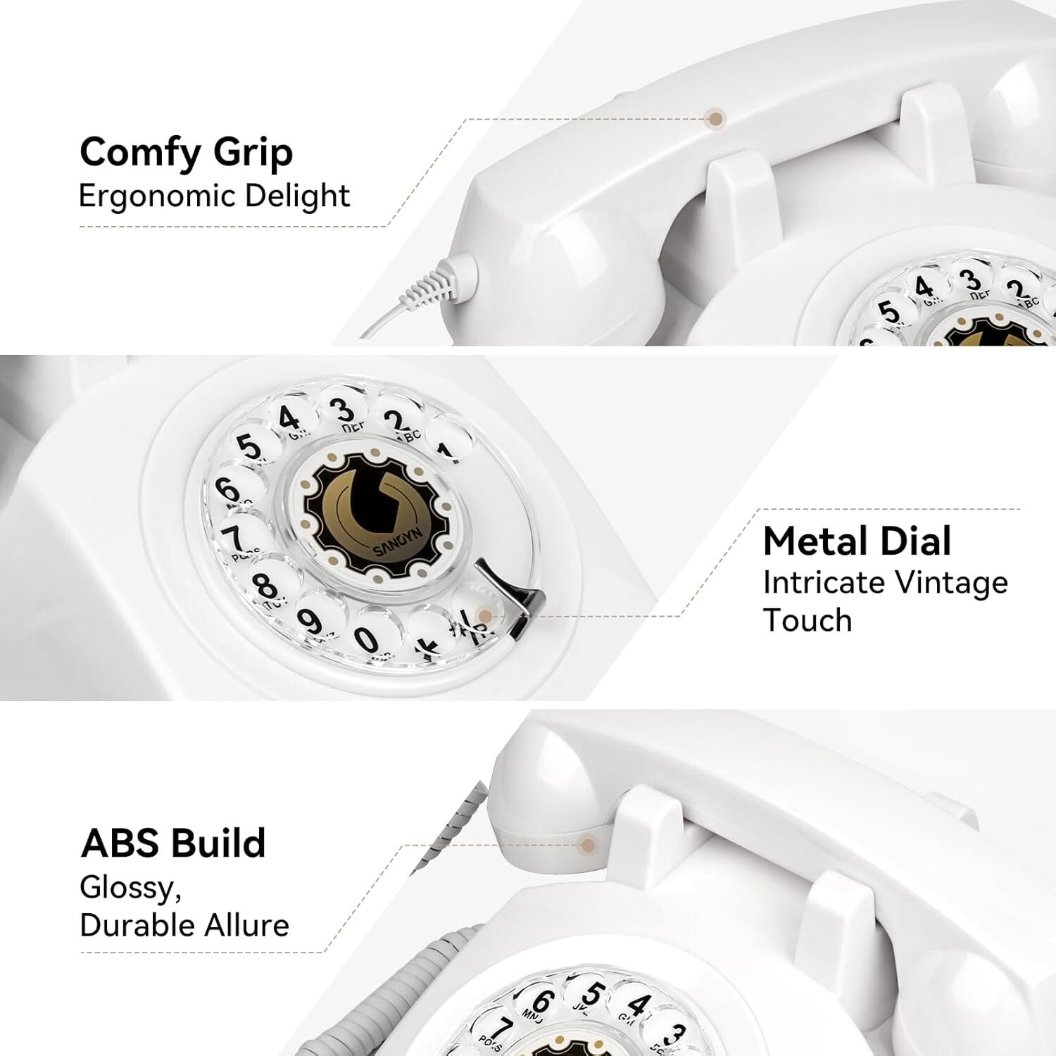 1960s Vintage Rotary Phone with Mechanical Ringer - Elegant White Design