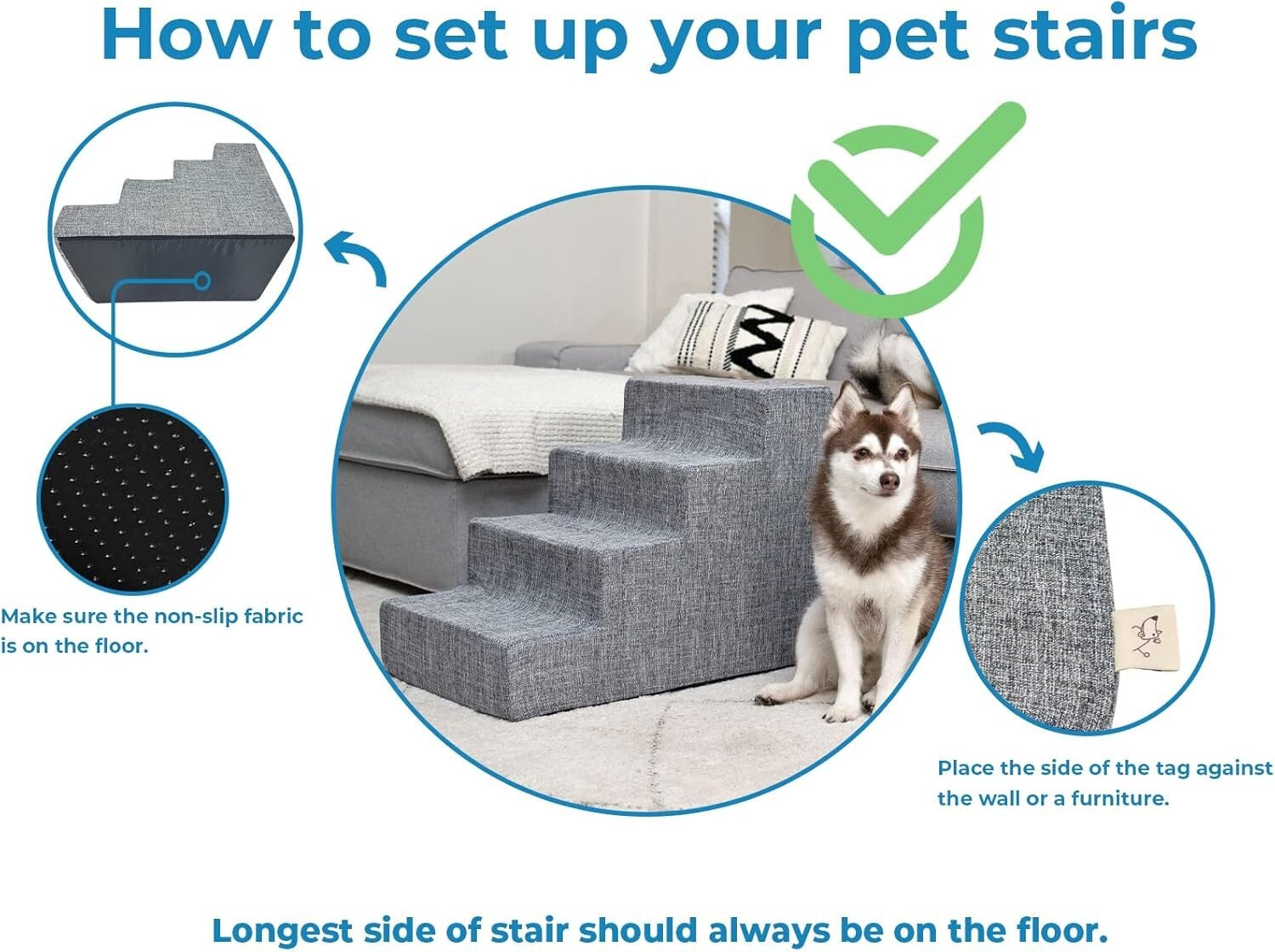 Foldable 4-Step Foam Pet Stairs - Non-Slip Indoor Climbing for Dogs & Cats