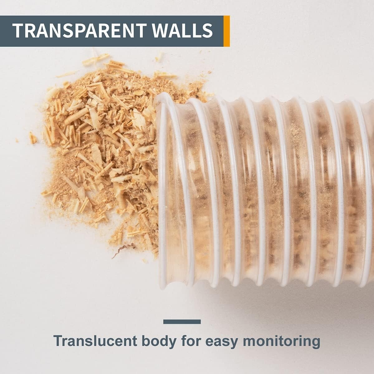 4" x 20' Clear Vinyl Dust Collection Hose - Heavy Duty PVC for Woodworking