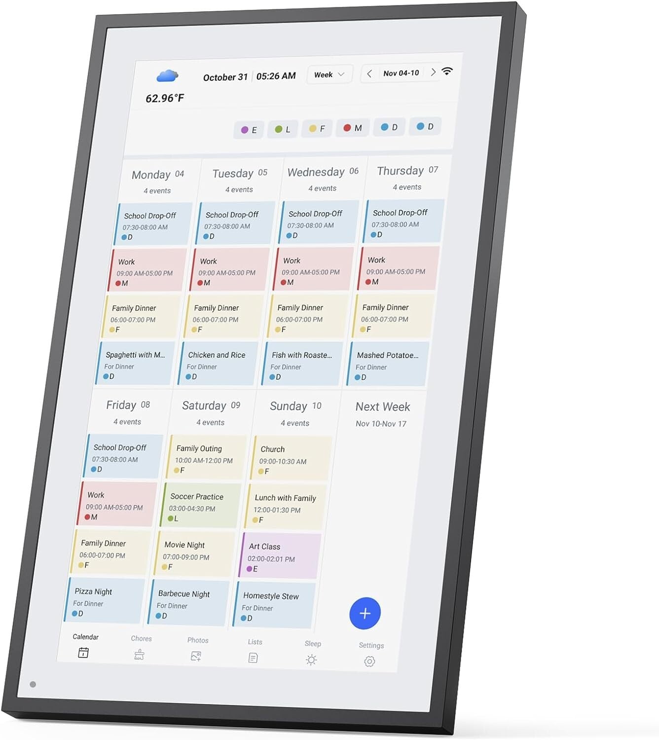 Wall-Mountable 21.5-Inch Digital Calendar & Chore Chart for Family Organization