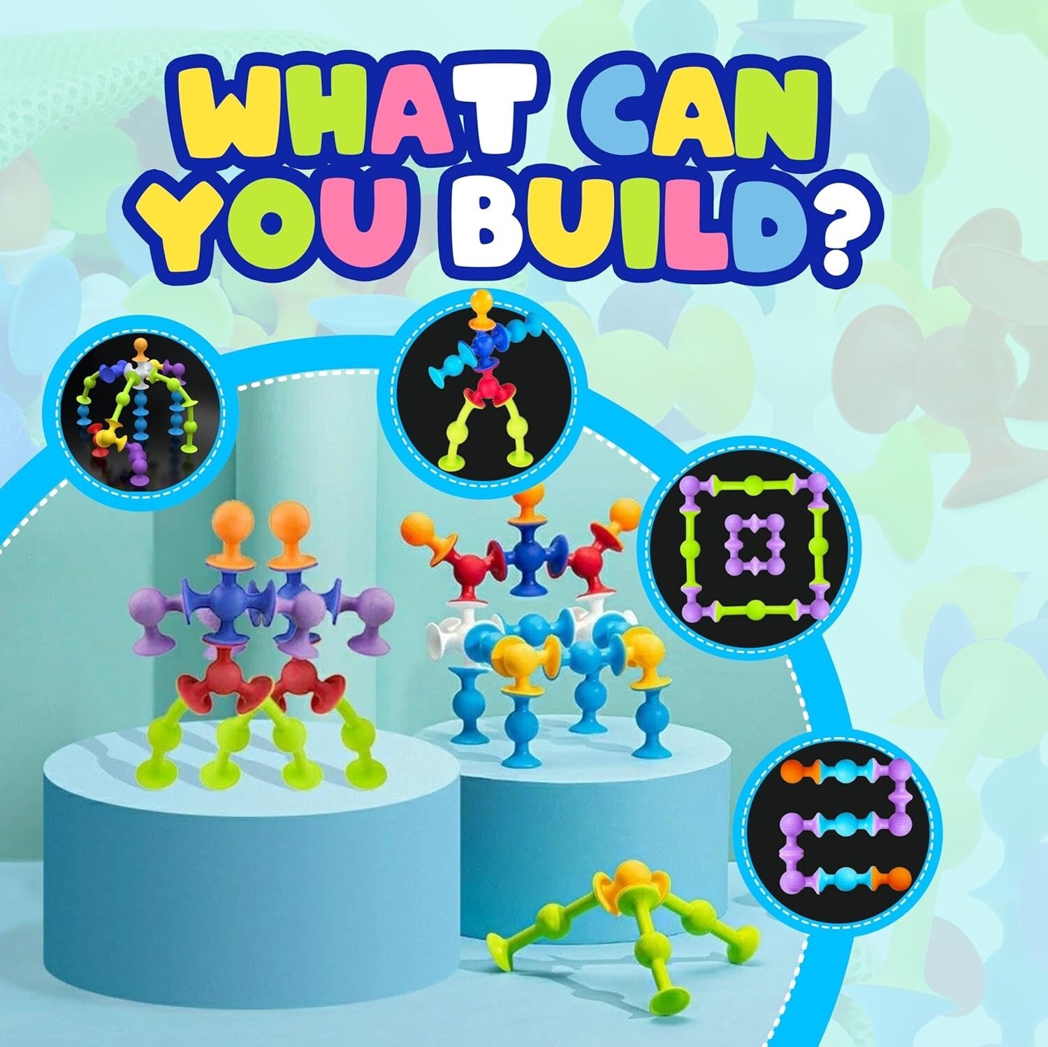 50 Pcs Vibrant Suction Cup Bath Toys - Fun Educational STEM Play for Toddlers