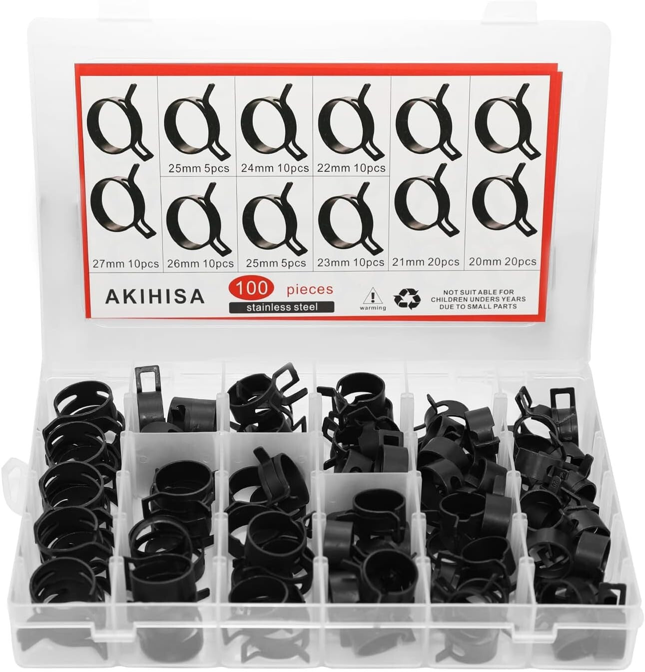 Effortless Use 100Pcs Spring Hose Clamps Assortment - Leak-Proof & Durable