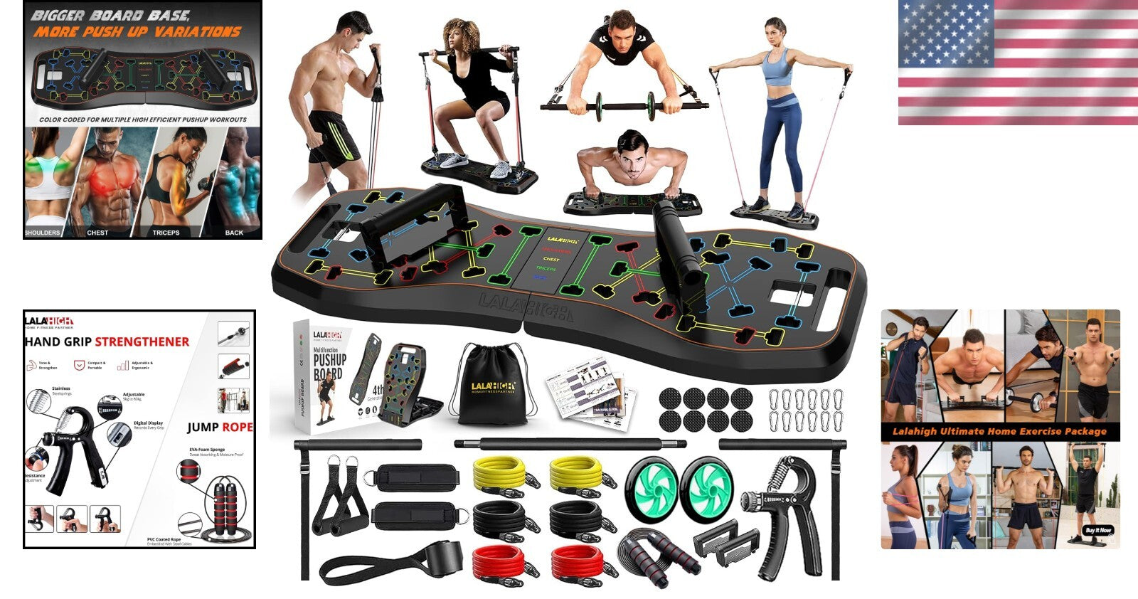Ultimate Portable push Up Board with Resistance Bands for Chest & Back Training