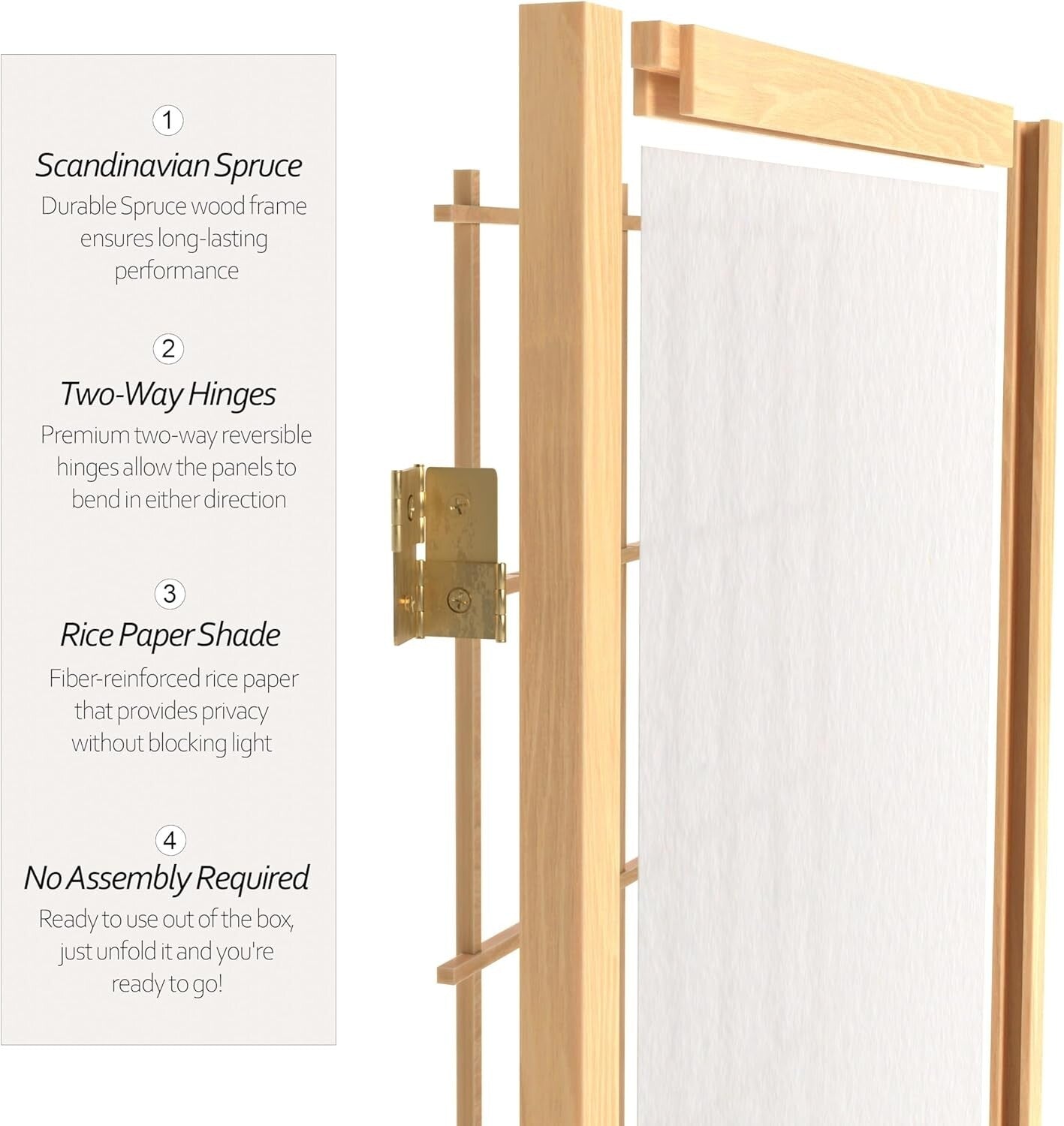 Classic 6-Panel Window Pane Shoji Screen Room Divider - Elegant Privacy Solution