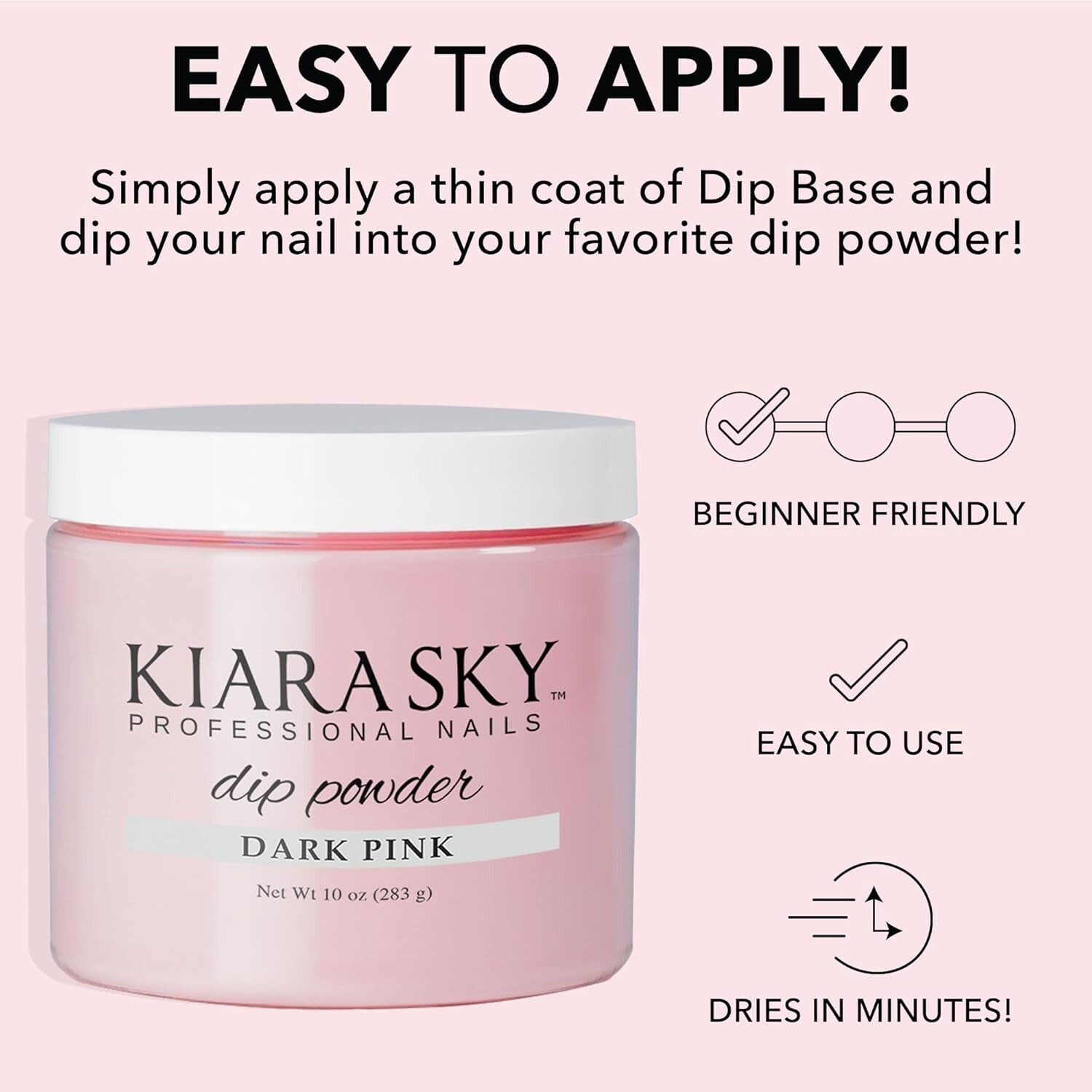 Long Lasting Dark Pink Nail Dip Powder - 10 oz, Glossy Finish for Pros