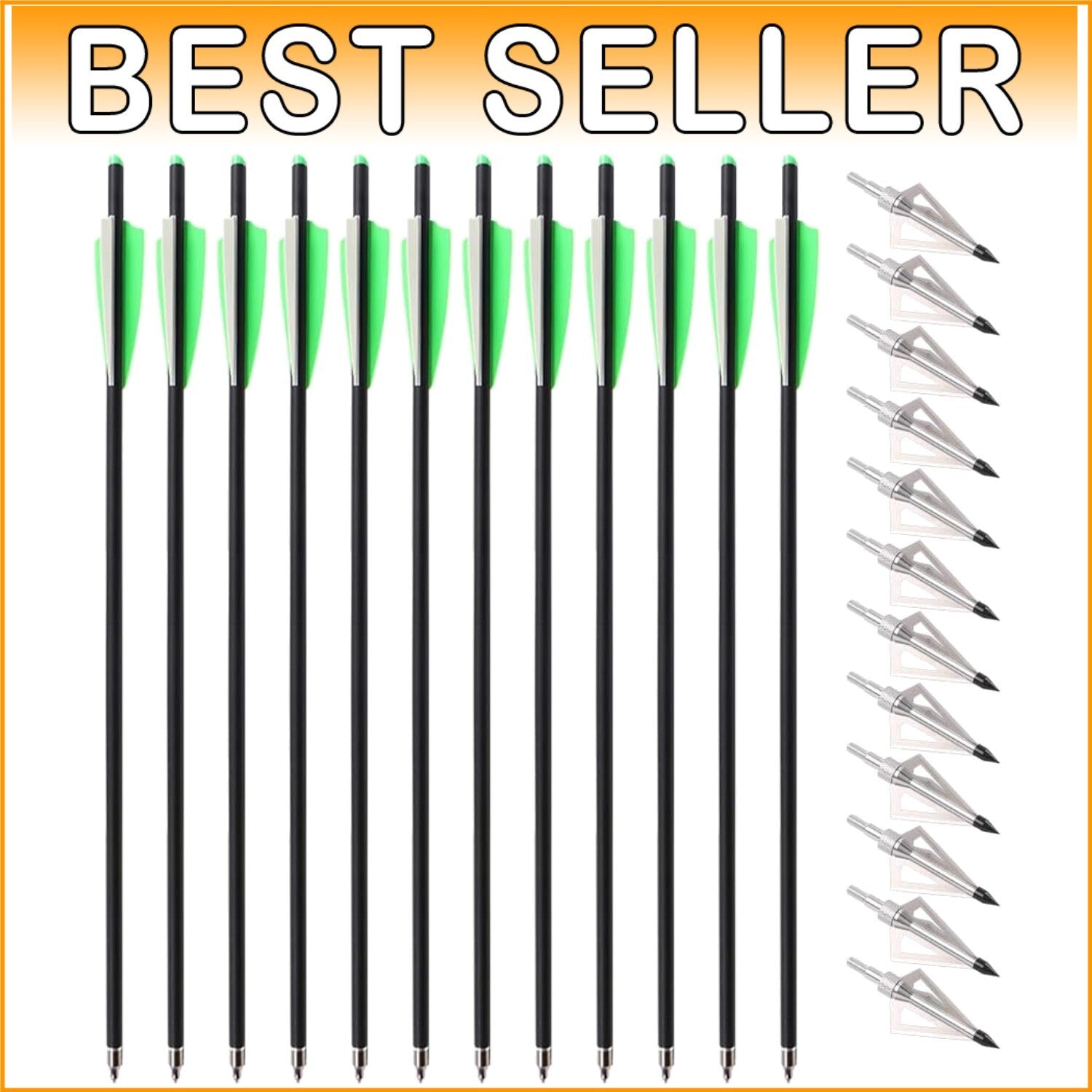 Expertly Crafted Carbon Crossbow Arrows with 3-Blade Tips - 12pcs Value Pack