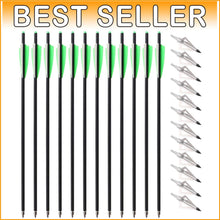 Load image into Gallery viewer, Expertly Crafted Carbon Crossbow Arrows with 3-Blade Tips - 12pcs Value Pack