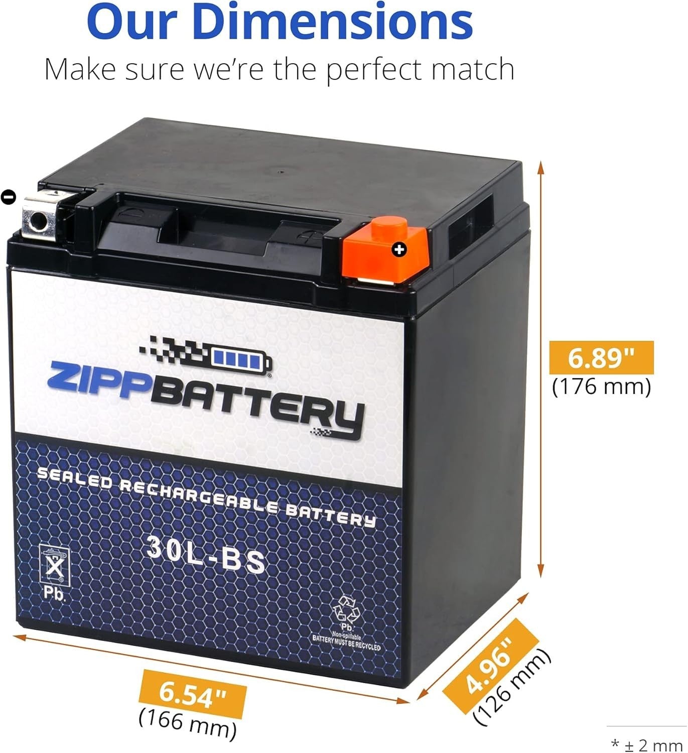 30L-BS 12V 30Ah Maintenance-Free AGM Battery for ATV & Motorcycle - Ready to Use
