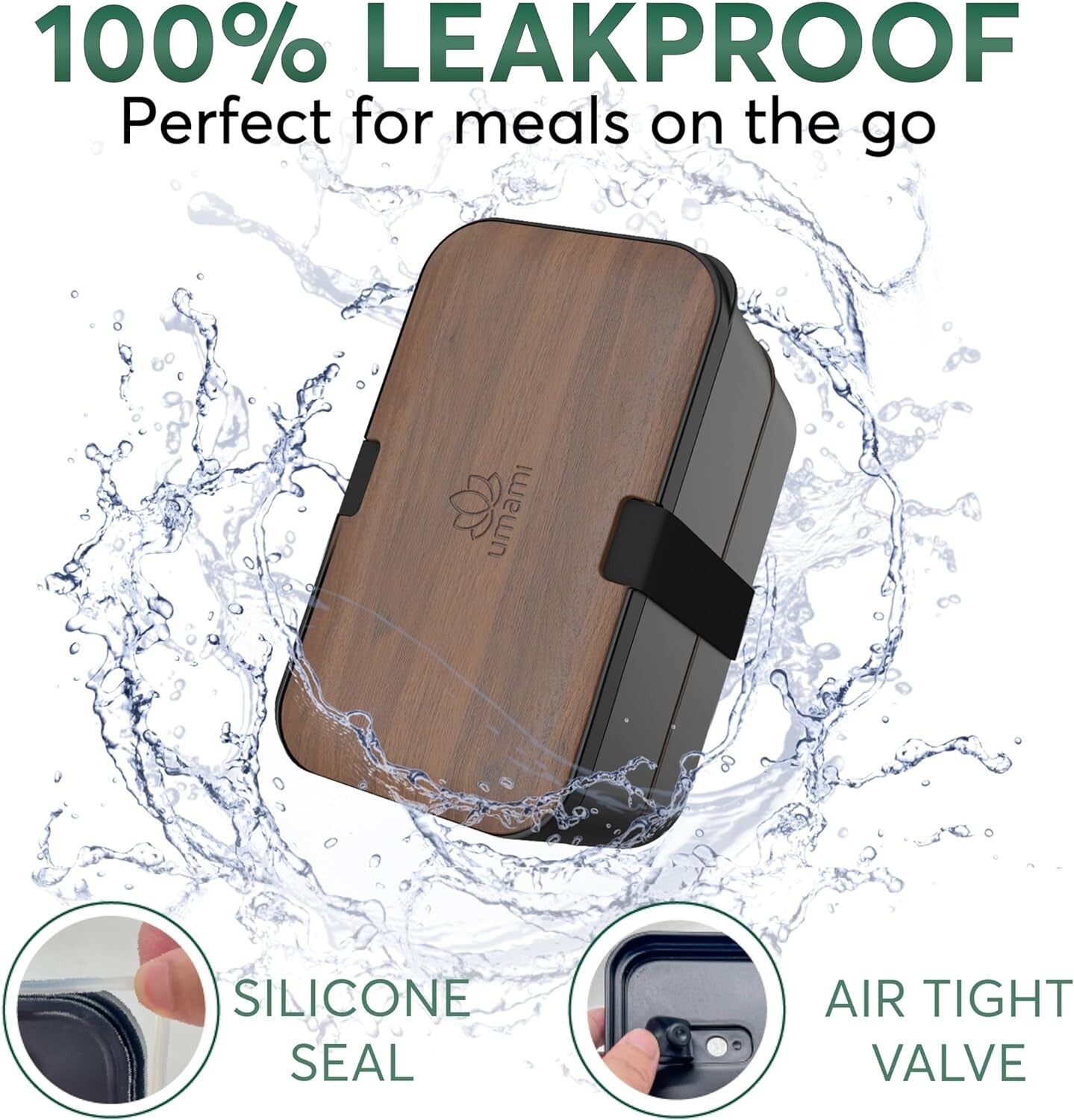 Stylish Leakproof Bento Box with Utensils & sauce jars - 50 oz Lunch Container