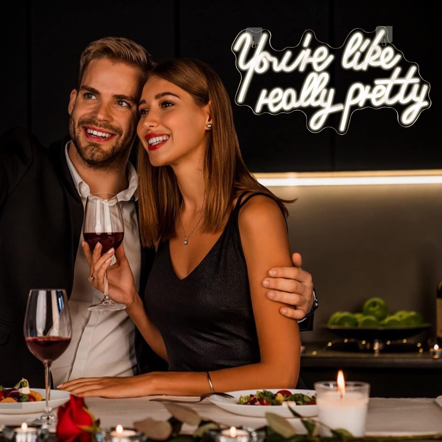 Elegant 'You're Like Really Pretty' Neon Light - Wall Mount with Hooks Included