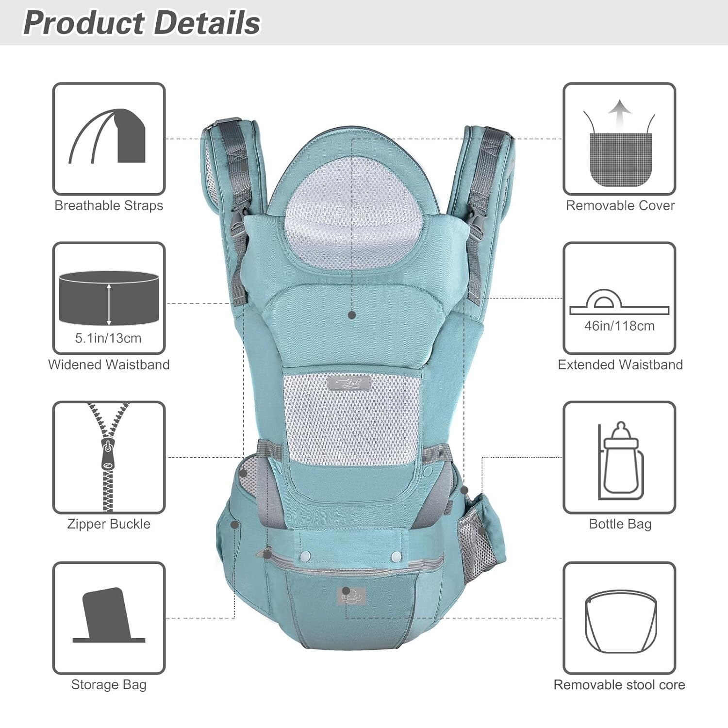 6-in-1 Ergonomic Baby Carrier with Hip Seat - Perfect for Newborns to Toddlers