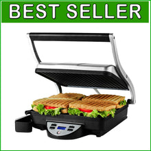 Load image into Gallery viewer, Stainless Steel Panini Maker - 1500W Compact Grill with Adjustable Thermostat