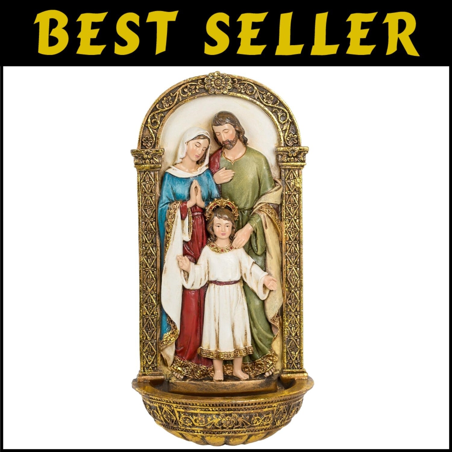 Joseph's Studio 7.75” Holy Family Water Font – Symbolic Décor for Faith and Hope
