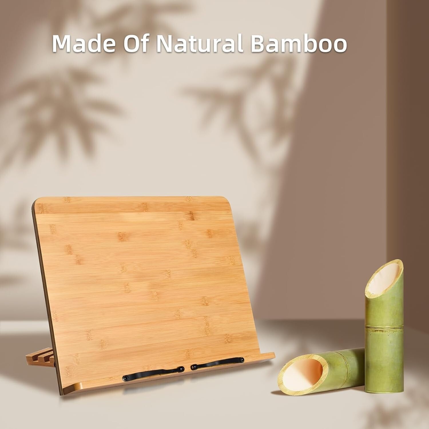 Stylish 19.68 x 14 Bamboo Book Stand for Cookbooks, Textbooks, and Tablets
