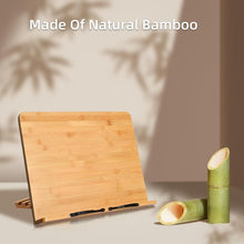 Load image into Gallery viewer, Stylish 19.68 x 14 Bamboo Book Stand for Cookbooks, Textbooks, and Tablets