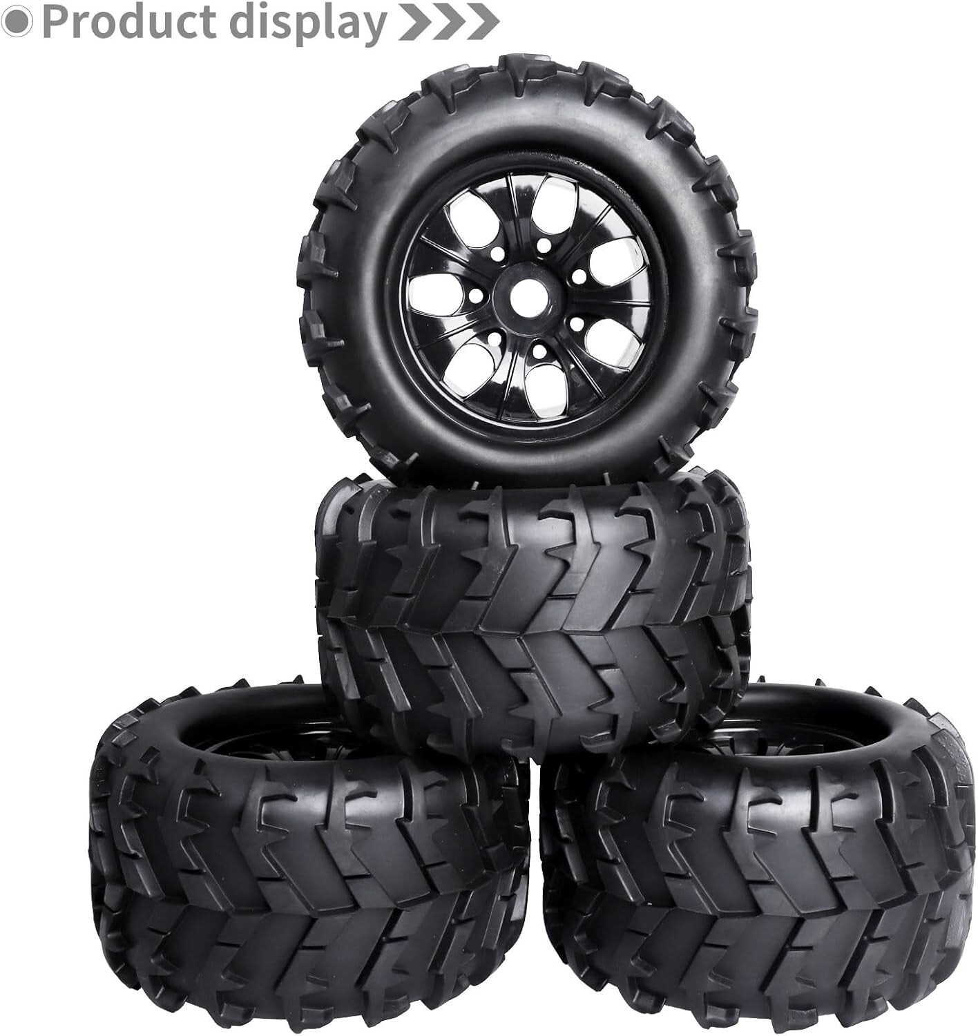 17mm Hex Pre-Glued Tire Set for 1/8 Scale RC Monster Trucks - High Performance