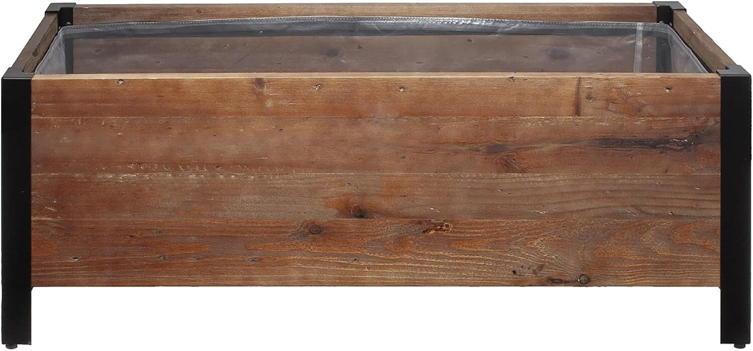 Eco-Friendly Recycled Wood Rectangular Garden Planter - 37 x 13 x 15 Inches