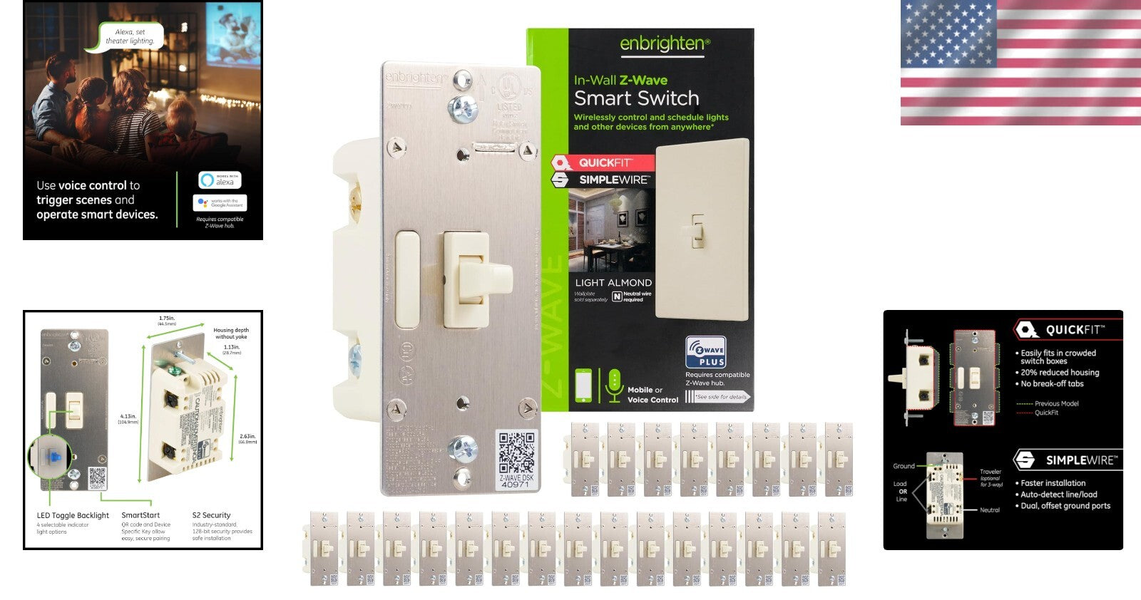Smart Z-Wave Switch for Home Automation - Alexa & Google Compatible, 3-Way
