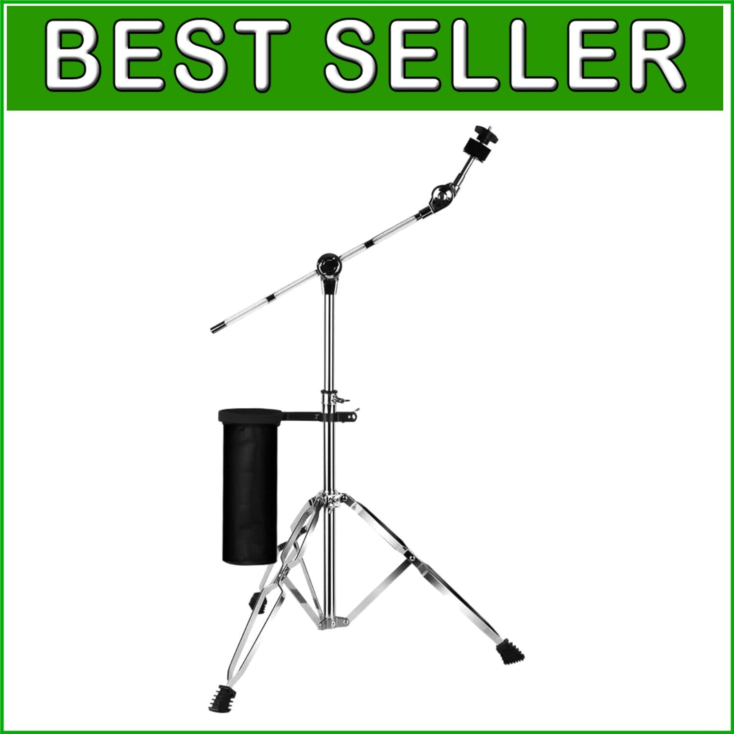 Adjustable T-Shape Cymbal Stand with Drum Sticks Holder - Boom & Straight Combo