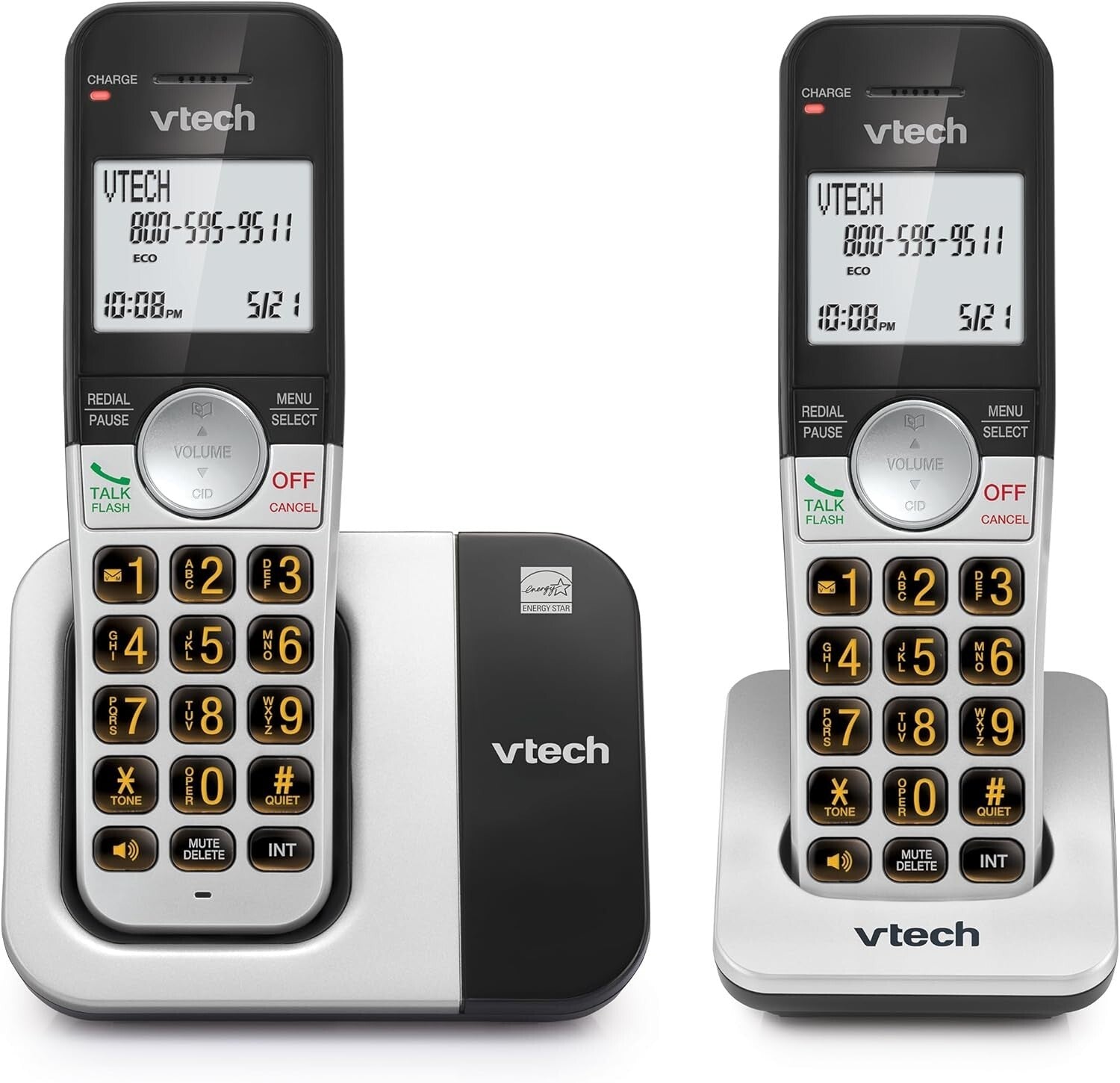 DECT 6.0 2-Handset Cordless Phone with Caller ID and Quiet Mode for Easy Use