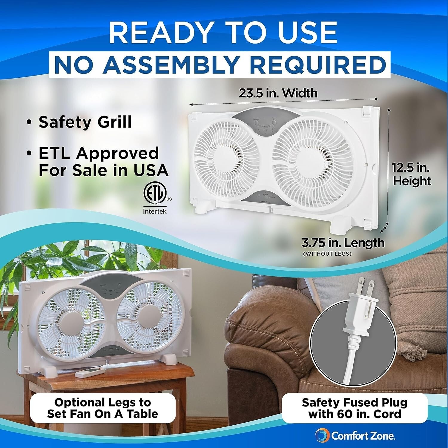 9" WiFi-Enabled Dual Reversible Window Fan with App Control & Bug Screen