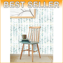 Load image into Gallery viewer, Self-Adhesive Green Herringbone Wallpaper - Easy Peel and Stick for Kids' Rooms