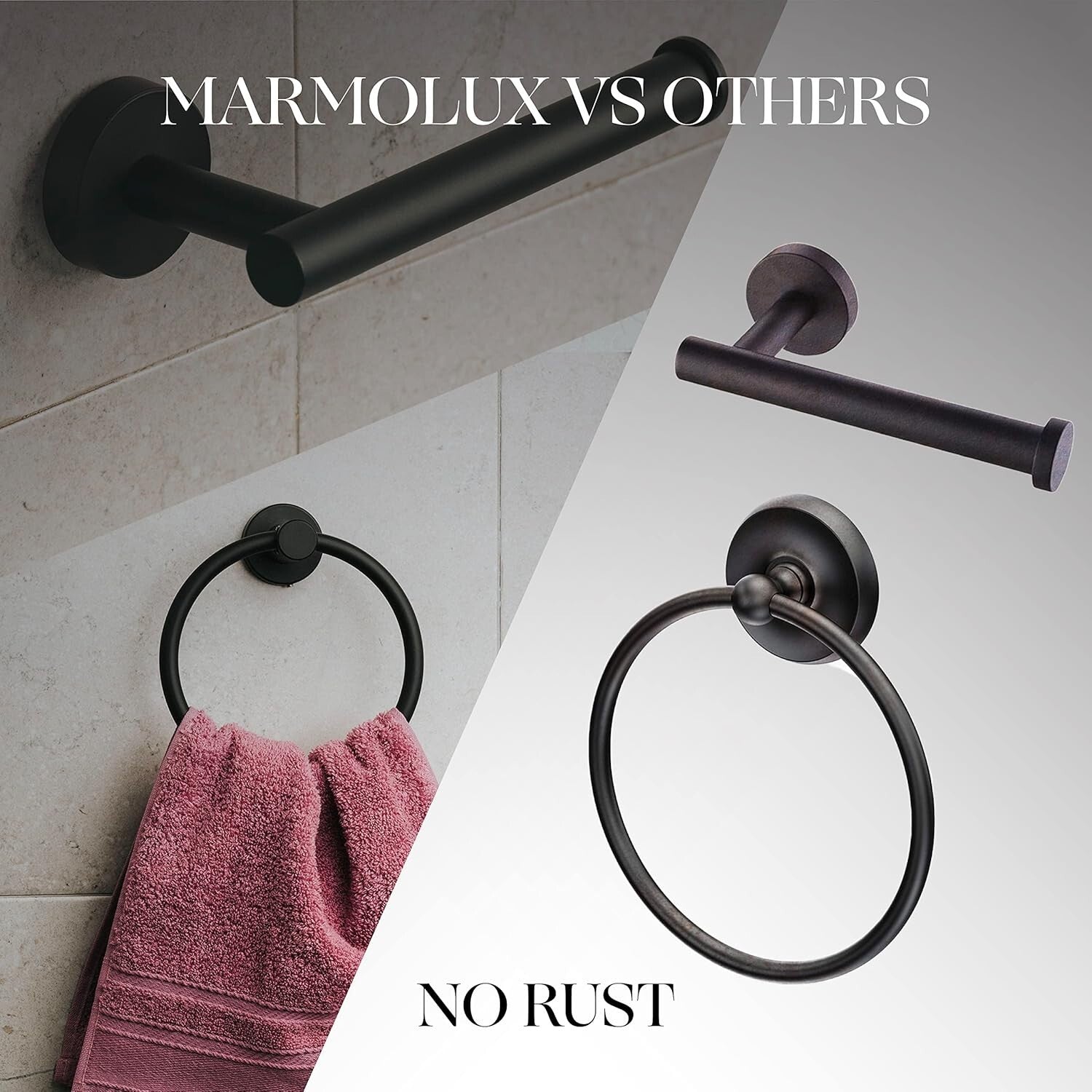 Effortless Wall-Mounted Bathroom Accessory Set - 4-Piece Matte Black Collection