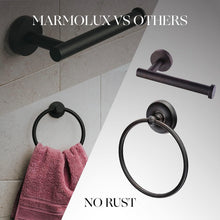 Load image into Gallery viewer, Effortless Wall-Mounted Bathroom Accessory Set - 4-Piece Matte Black Collection