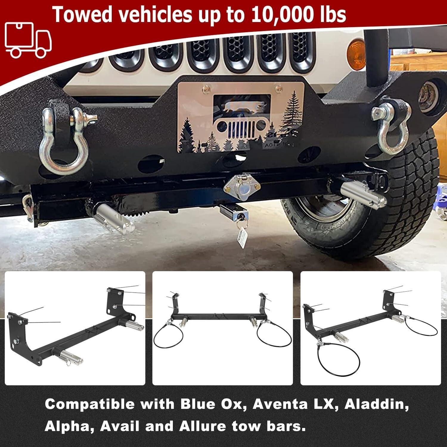Easy Install Jeep Wrangler Tow Bar Base Plate - Perfect Fit for JK JKU 2007-2018