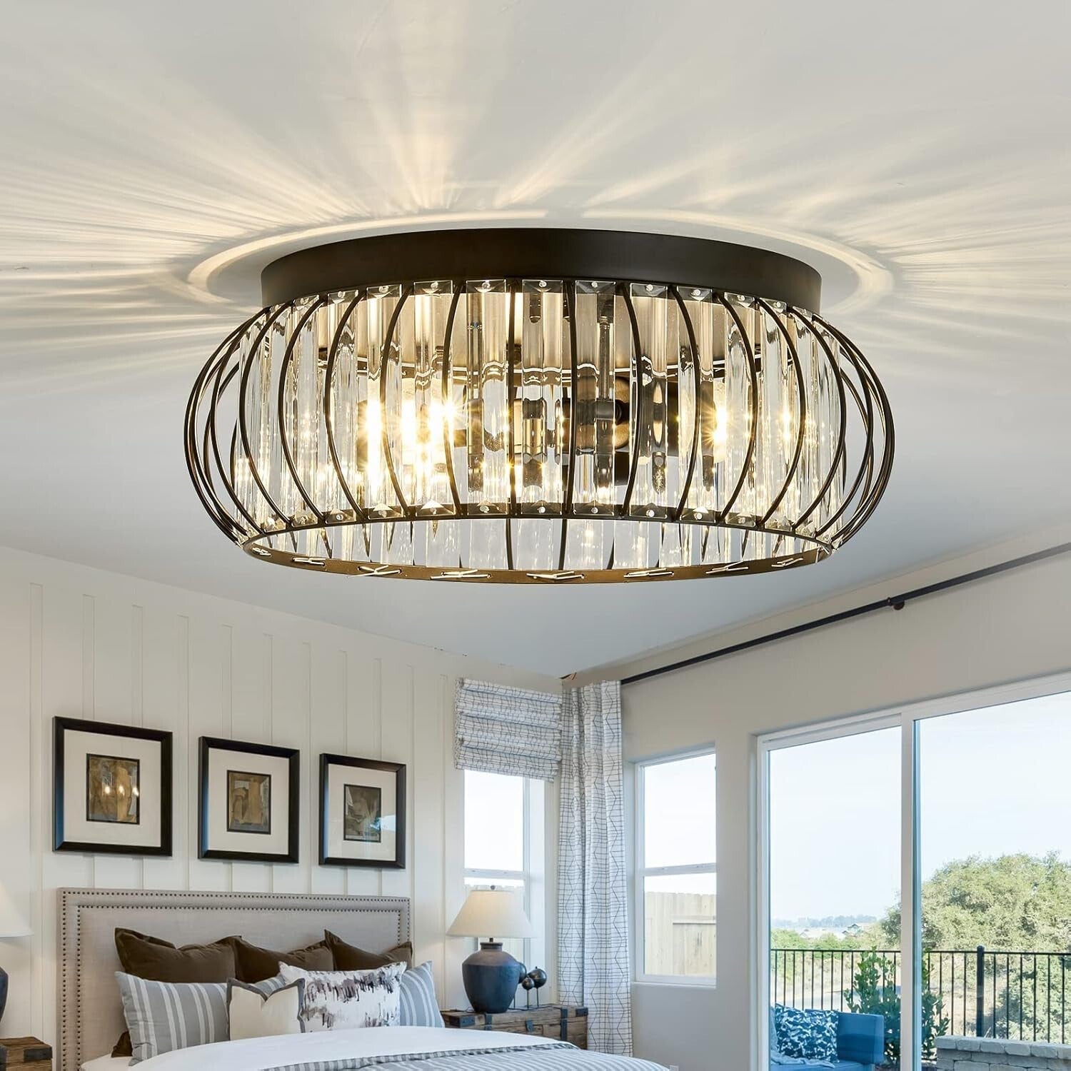 Elegant Indoor Crystal Flush Mount Light – Perfect for Hallways and Living Rooms