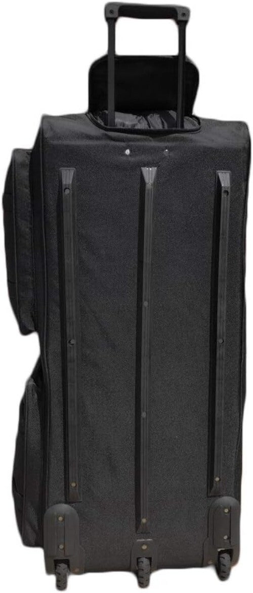 36-Inch Black Rolling Duffle Bag with Telescopic Handle - Heavy Duty & Versatile