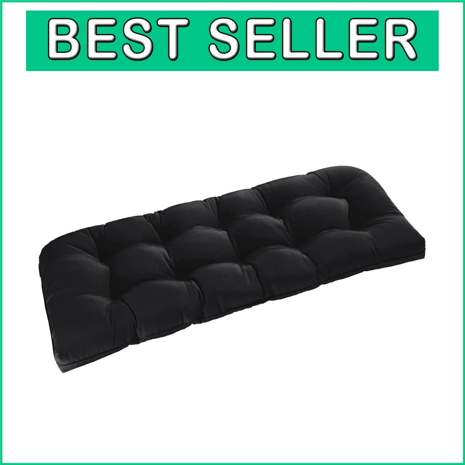 Durable 48x18x5 Black Patio Cushion - Waterproof and Stain-Resistant Design