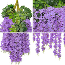 Load image into Gallery viewer, Artificial Wisteria Flower Garland - 24 Vibrant Vines for Indoor &amp; Outdoor Use