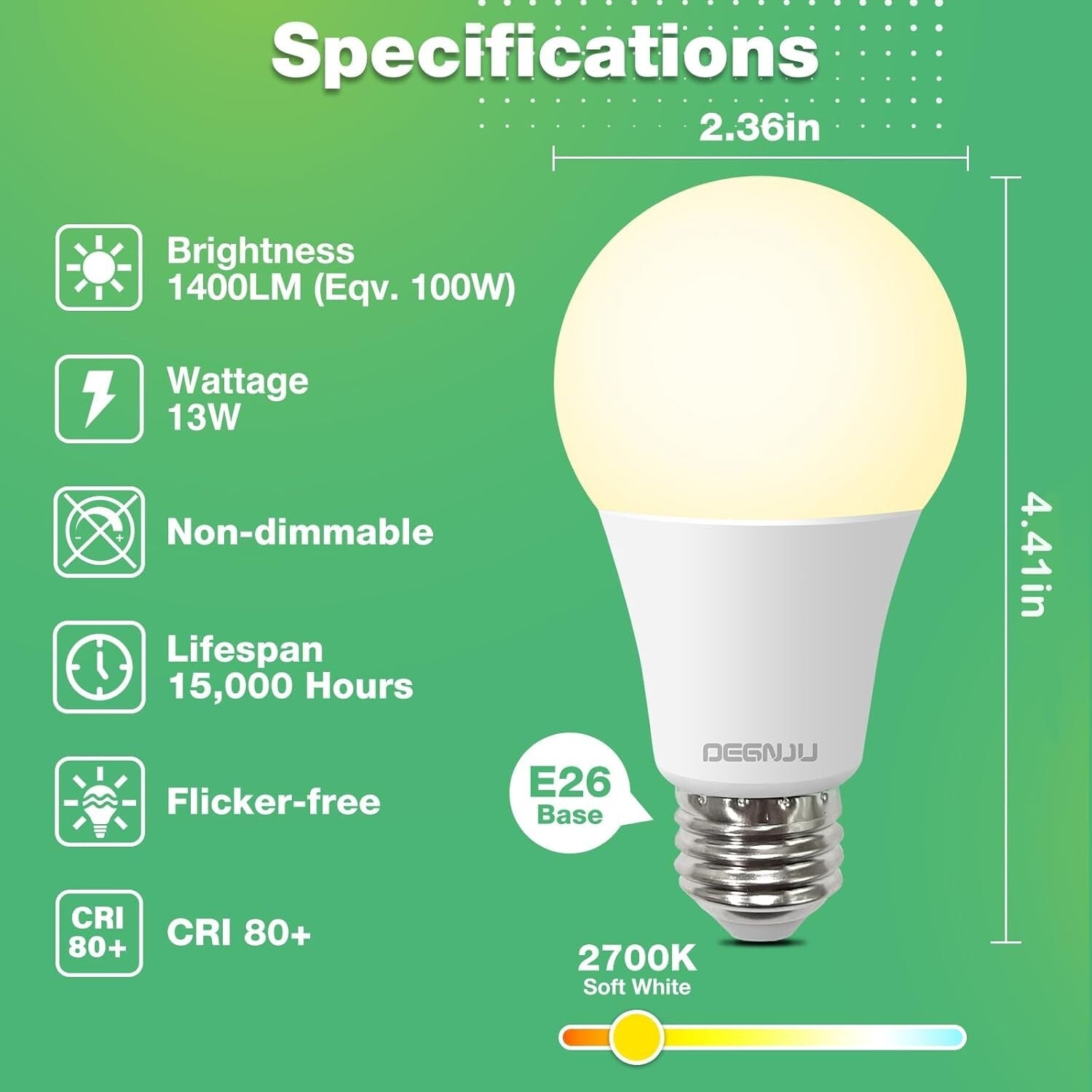Energy Efficient 13W Soft White LED Bulbs - 1500 Lumens, Long Lifespan, 24 Pack