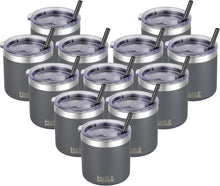 Load image into Gallery viewer, Compact Double Wall Insulated Coffee Tumblers - 10oz Charcoal Gray - 12 Pack