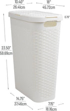 Load image into Gallery viewer, Chic Space-Saving 40L Wicker Laundry Basket with Ventilated Lid - White Plastic