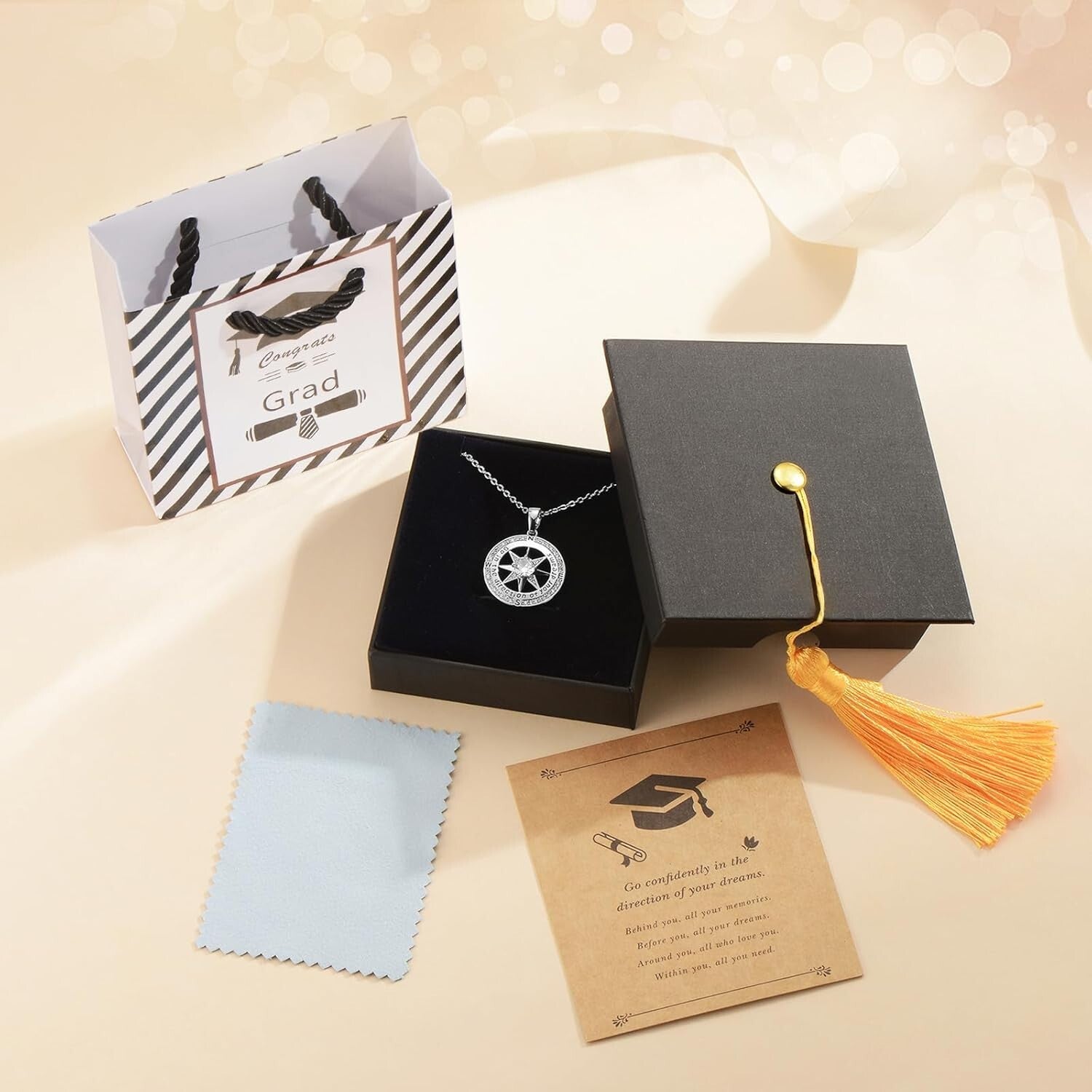 Elegant 18K Gold Filled Compass Necklace - Perfect Graduation Gift for Women