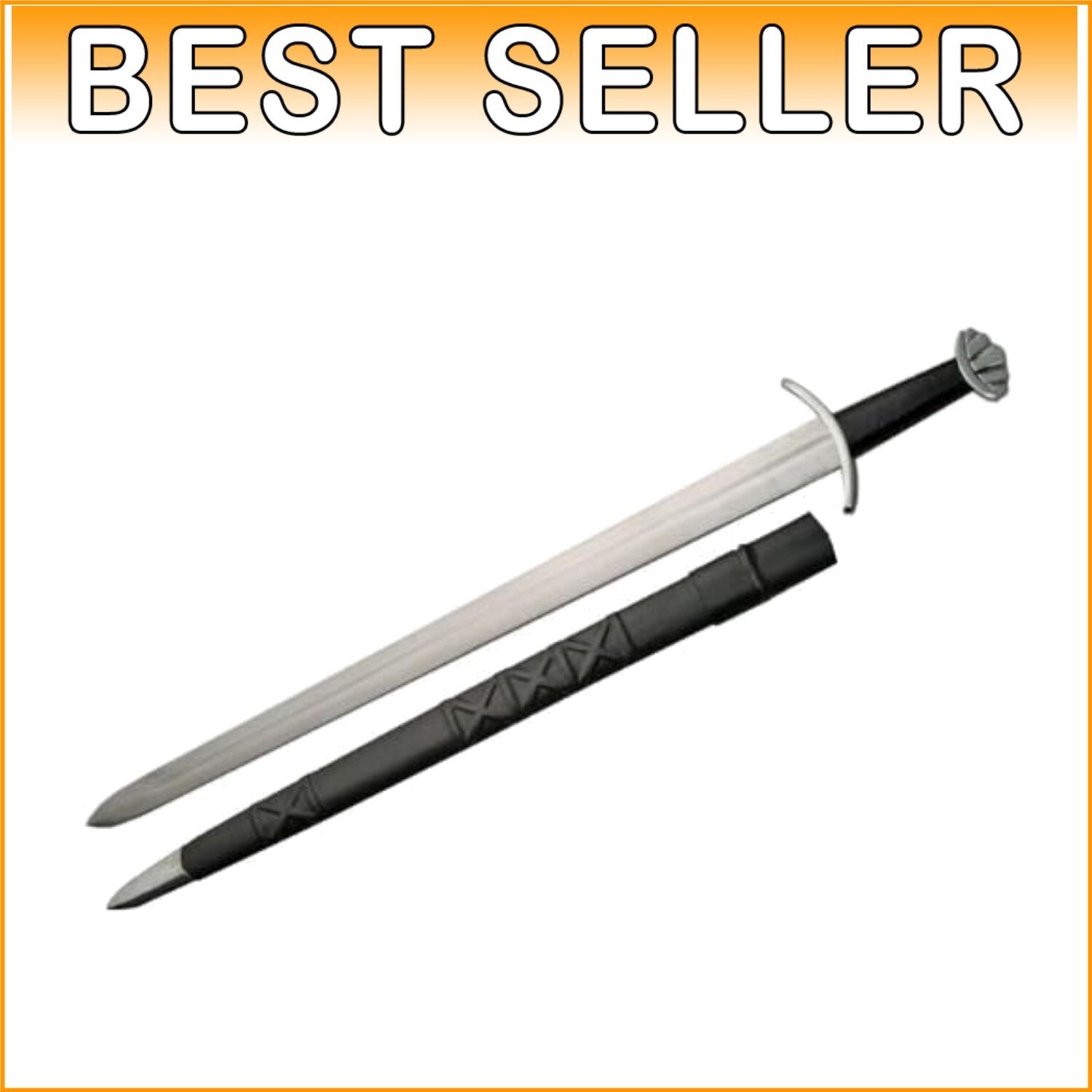 Authentic 39" Viking Sword - Stainless Steel Blade, Black Handle, & Sheath